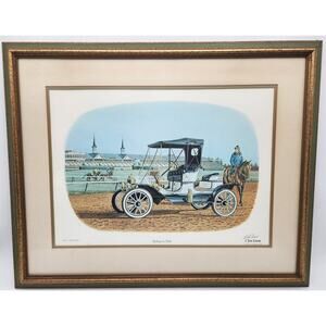 Riding in Style Lithograph by C. Don Ensor  Framed w Matting & Glass  30.5x24.75